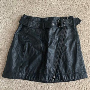 Free People Black Leather Skirt